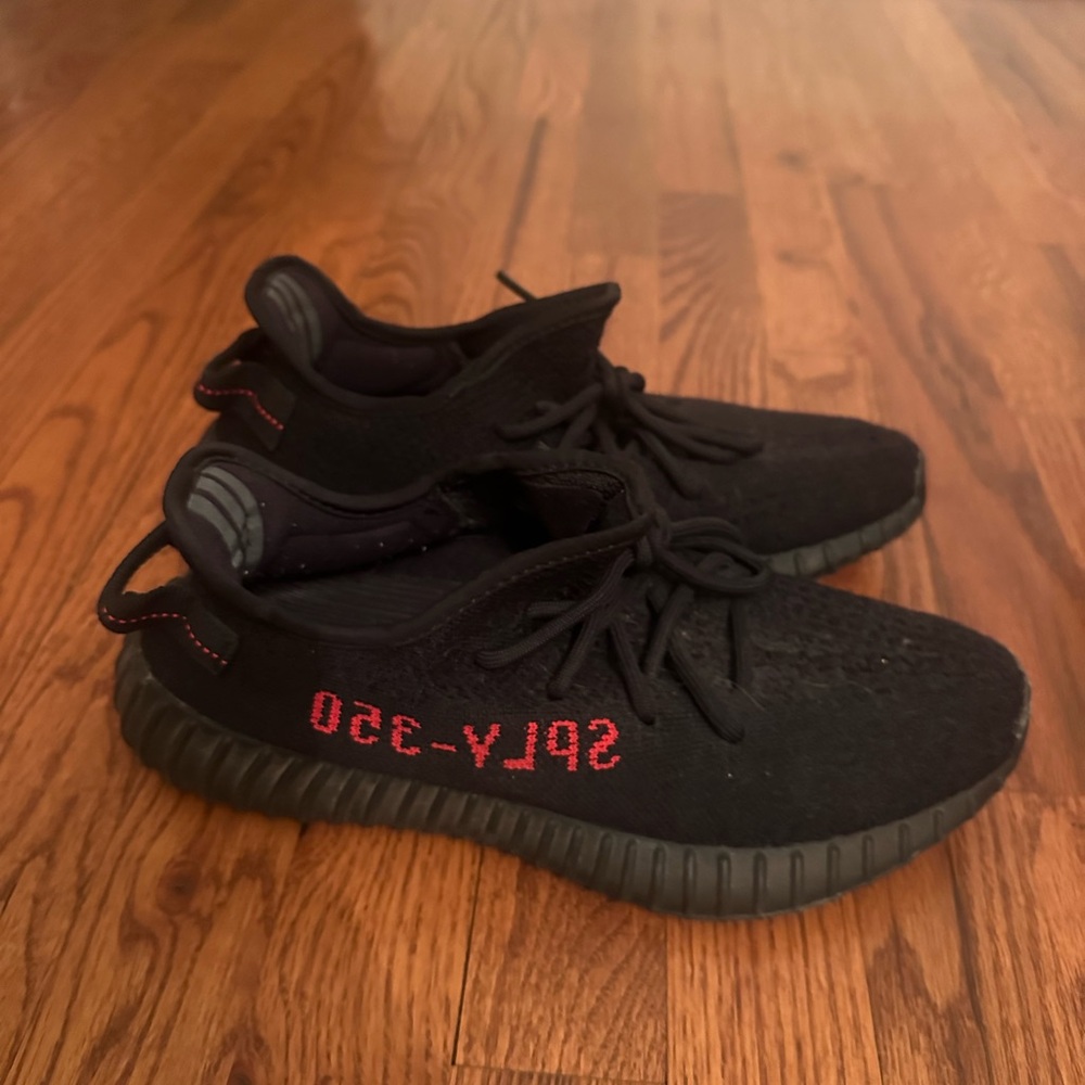 Adidas Yeezy Boost 350 V2 Sneakers - Black with Red - Picture 3 of 6
